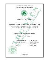 Khóa luận tốt nghiệp Công nghệ kỹ thuật ô tô: Lập quy trình bảo dưỡng, sửa chữa, hệ thống phanh trên xe KIA MONING