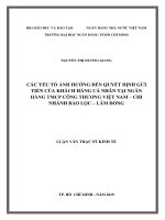 (Luận văn thạc sĩ) các yếu tố ảnh hưởng đến quyết định gửi tiền của khách hàng cá nhân tại ngân hàng TMCP công thương việt nam   chi nhánh bảo lộc   lâm đồng 