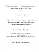 (Luận văn thạc sĩ) nâng cao chất lượng huy động vốn tại ngân hàng nông nghiệp và phát triển nông thôn chi nhánh thành phố hồ chí minh 