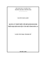(Luận văn thạc sĩ) quản lý thuế đối với hộ kinh doanh trên địa bàn huyện vân hồ, tỉnh sơn la 