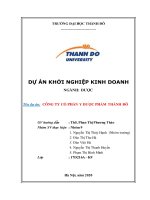 DỰ ÁN KHỞI NGHIỆP KINH DOANH NGÀNH DƯỢC CÔNG TY CỔ PHẦN Y DƯỢC PHẨM THÀNH ĐÔ
