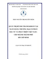 (Luận văn thạc sĩ) quản trị rủi ro thanh khoản tại ngân hàng thương mại cổ phần đầu tư và phát triển việt nam   chi nhánh thành phố hồ chí minh 