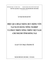 (Luận văn thạc sĩ) hiệu quả hoạt động huy động vốn tại ngân hàng nông nghiệp và phát triển nông thôn việt nam chi nhánh tỉnh đồng nai 
