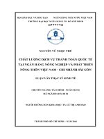 (Luận văn thạc sĩ) chất lượng dịch vụ thanh toán quốc tế tại ngân hàng nông nghiệp và phát triển nông thôn việt nam   chi nhánh sài gòn 