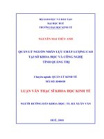 (Luận văn thạc sĩ) quản lý nguồn nhân lực chất lượng cao tại sở KH CN tỉnh quảng trị 
