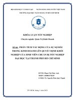 Phân tích tác động của sự sợ hãi trong kinh doanh lên quyết định khởi nghiệp của sinh viên chuẩn bị tốt nghiệp đại học tại thành phố hồ chí minh 