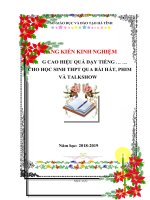 (Sáng kiến kinh nghiệm) nâng cao hiệu quả dạy tiếng anh cho học sinh THPT qua bài hát, phim và talkshow 