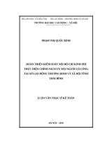 (Luận văn thạc sĩ) hoàn thiện kiểm soát nội bộ chi kinh phí thực hiện chính sách ưu đãi người có công tại sở lao động   thương binh và xã hội tỉnh thái bình 
