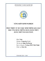 (Sáng kiến kinh nghiệm) phát triển tư duy học sinh thông qua dạy học ứng dụng những hằng đẳng thức đáng nhớ vào giải toán 
