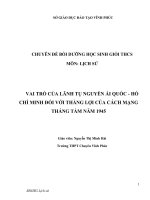 (Sáng kiến kinh nghiệm) VAI TRÒ của LÃNH tụ NGUYỄN ái QUỐC   hồ CHÍ MINH đối với THẮNG lợi của CÁCH MẠNG THÁNG tám năm 1945 