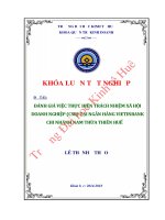 Khóa luận tốt nghiệp Quản trị kinh doanh: Đánh giá việc thực hiện trách nhiệm xã hội doanh nghiệp (CSR) tại ngân hàng Vietinbank chi nhánh Nam Thừa Thiên Huế