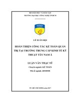 (Luận văn thạc sĩ) hoàn thiện công tác kế toán quản trị tại trường trung cấp kinh tế kỹ thuật tây nam á 