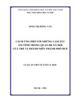 Cách ứng phó với những cảm xúc âm tính trong quan hệ xã hội của trẻ vị thành niên thành phố huế 