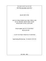 luận văn Quản lý hoạt động dạy học tiếng Anh ở các trường trung học cơ sở huyện Hữu Lũng, Lạng Sơn