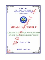 Khóa luận tốt nghiệp Quản trị kinh doanh: Nâng cao hoạt động kinh doanh lữ hành tại Serene Palace Hotel Huế