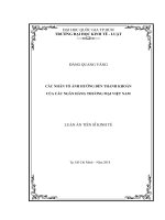 Các nhân tố ảnh hưởng đến thanh khoản của các ngân hàng thương mại việt nam (, luận án tiến sĩ kinh tế)