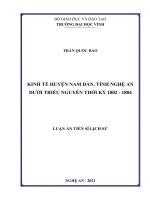 Luận án tiến sĩ kinh tế huyện nam đàn, tỉnh nghệ an dưới triều nguyễn thời kỳ 1802 1884 