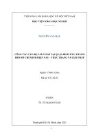Công tác cán bộ cấp cơ sở quận Bình Tân, Thành Phố Hồ Chí Minh hiện nay  thực trạng và giải pháp.