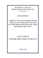 Nghiên cứu xây dựng hệ thống hỗ trợ đánh giá chất lượng dịch vụ du lịch dựa trên phương pháp khai thác ý kiến khách hàng trực tuyến 