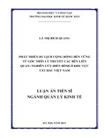 Phát triển du lịch cộng đồng bền vững từ góc nhìn lý thuyết các bên liên quan nghiên cứu điển hình ở khu vực tây bắc việt nam 