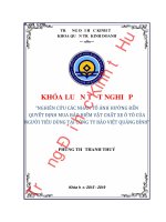 Khóa luận tốt nghiệp Quản trị kinh doanh: Nghiên cứu các nhân tố ảnh hưởng đến quyết định mua bảo hiểm vật chất xe ô tô của người tiêu dùng tại Công ty Bảo Việt Quảng Bình