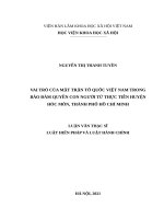 Vai trò của Mặt trận tổ quốc Việt Nam trong bảo đảm quyền con người từ thực tiễn Huyện Hóc Môn, thành phố Hồ Chí Minh.