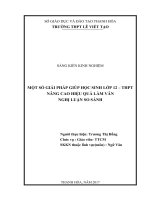 (Sáng kiến kinh nghiệm) một số GIẢI PHÁP GIÚP học SINH lớp 12 THPT NÂNG CAO HIỆU QUẢ làm văn NGHỊ LUẬN SO SÁNH 
