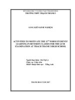(Sáng kiến kinh nghiệm) activities to motivate the 12th form students’ learning in revision classes for the gcse examination at thach thanh 3 high school 