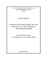 Vai trò của mặt trận tổ quốc việt nam trong bầu cử từ thực hiện quận 1, thành phố hồ chí minh 