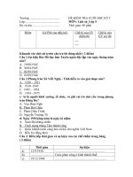 De thi Lich Su cuoi hoc ki 1 Lop 5