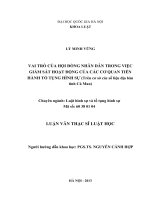 Luận văn VAI TRÒ của hội ĐỒNG NHÂN dân TRONG VIỆC GIÁM sát HOẠT ĐỘNG của các cơ QUAN TIẾN HÀNH tố TỤNG HÌNH sự (trên cơ sở các số liệu địa bàn tỉnh cà mau)