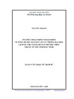 Luận văn thạc sĩ tổ chức hoạt động ngoại khóa về tổng bí thư nguyễn văn cừ trong dạy học lịch sử việt nam lớp 12 