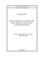 Luận văn thạc sĩ bảo tồn và phát huy giá trị văn hóa cồng chiêng của người mường ở thành phố hòa bình 