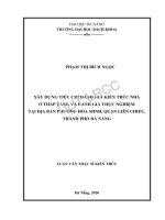 (Luận văn thạc sĩ) xây dựng tiêu chí đánh giá kiến trúc nhà ở thấp tầng và đánh giá thực nghiệm tại địa bàn phường hòa minh, quận liên chiểu, thành phố đà nẵng 