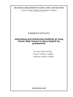 (Sáng kiến kinh nghiệm) motivating and enhancing students at lang chanh high school to learn english by groupworks 