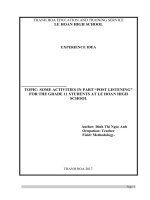 (Sáng kiến kinh nghiệm) TOPIC SOME ACTIVITIES IN PART POST LISTENING FOR THE GRADE 11 STUDENTS AT LE HOAN HIGH SCHOOL 