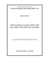 Tóm tắt đoạn văn bản tiếng việt dựa trên cách tiếp cận tạo sinh  (luận án tiến sĩ khoa học máy tính) 