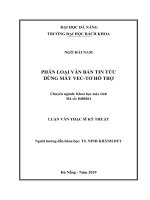 Phân loại văn bản tin tức dùng máy vec tơ hỗ trợ 