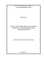 Quản lý hoạt động Đội tại các trường trung học cơ sở huyện Đông Anh, thành phố Hà Nội.