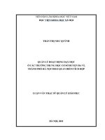 Quản lý hoạt động dạy học ở các trường trung học cơ sở huyện Ba Vì, thành phố Hà Nội theo quan điểm tích hợp