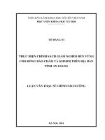 Thực hiện chính sách giảm nghèo bền vững cho đồng bào chăm và khmer trên địa bàn tỉnh an giang 