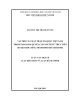 Vai trò của mặt trận tổ quốc việt nam trong bảo đảm quyền con người từ thực tiễn huyện hóc môn, thành phố hồ chí minh