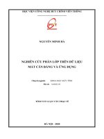 Tóm tắt Luận văn Thạc sĩ: Nghiên cứu phân lớp trên dữ liệu mất cân bằng và ứng dụng