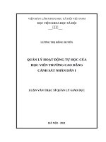 QUẢN lý HOẠT ĐỘNG tự học của học VIÊN TRƯỜNG CAO ĐẲNG CẢNH sát NHÂN dân i 