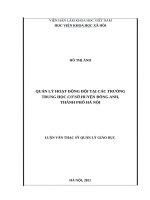 QUẢN lý HOẠT ĐỘNG đội tại các TRƯỜNG TRUNG học cơ sở HUYỆN ĐÔNG ANH, THÀNH PHỐ hà nội 