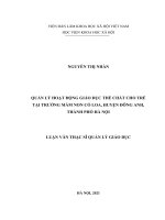 Quản lý hoạt động giáo dục thể chất cho trẻ tại trường mầm non Cổ Loa, huyện Đông Anh, thành phố Hà Nội