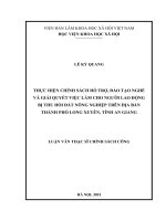Thực hiện chính sách hỗ trợ, đào tạo nghề và giải quyết việc làm cho người lao động bị thu hồi đất nông nghiệp trên địa bàn thành phố long xuyên, tỉnh an giang