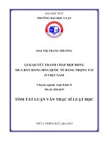 Tóm tắt Luận văn Thạc sĩ Luật Kinh tế: Giải quyết tranh chấp hợp đồng mua bán hàng hóa quốc tế bằng Trọng tài ở Việt Nam