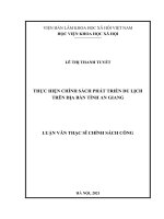 Luận văn thực hiện chính sách phát triển du lịch trên địa bàn tỉnh an giang 