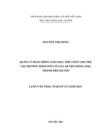 QUẢN lý HOẠT ĐỘNG GIÁO dục THỂ CHẤT CHO TRẺ tại TRƯỜNG mầm NON cổ LOA, HUYỆN ĐÔNG ANH, THÀNH PHỐ hà nội 